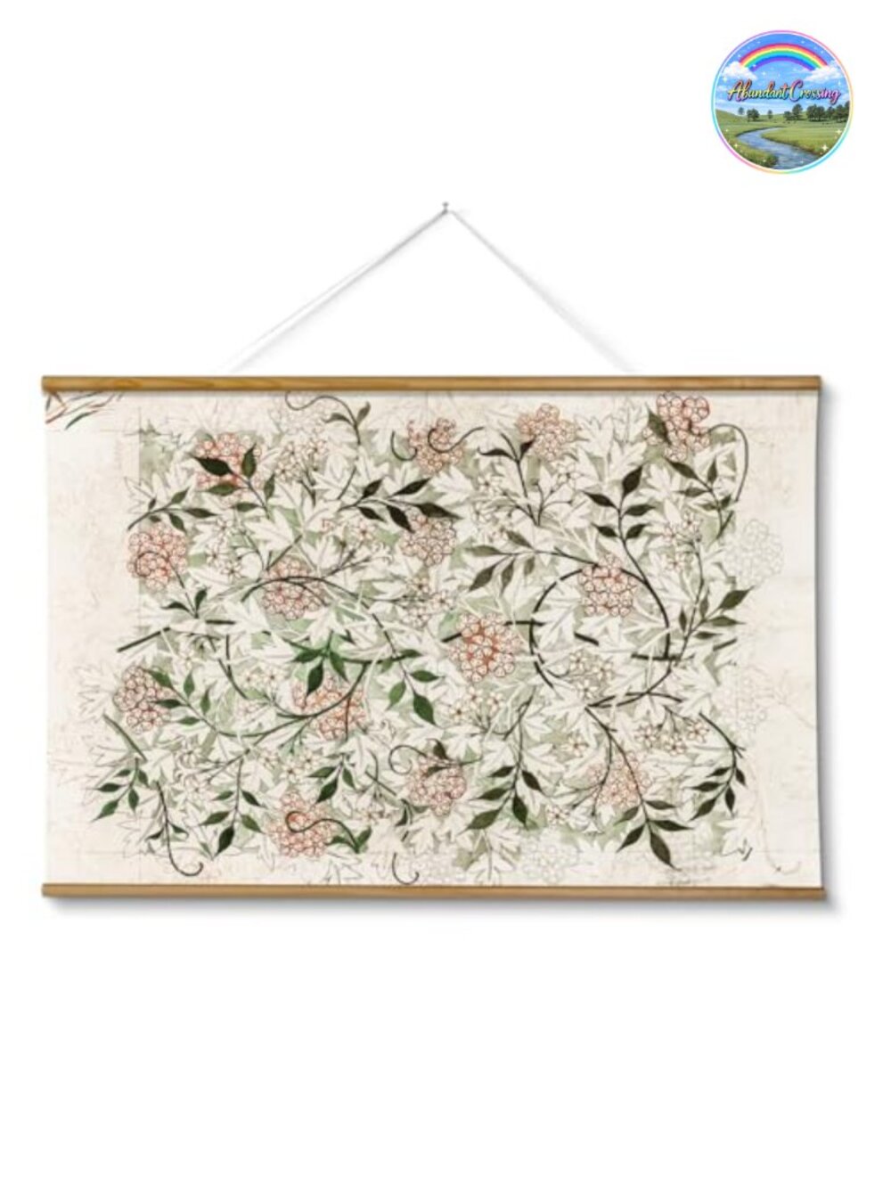 Extra Large Vintage Botanical Scroll Canvas Wall Art 36x54 Farmhouse Decor